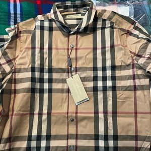 Mens burberry button up shirt
